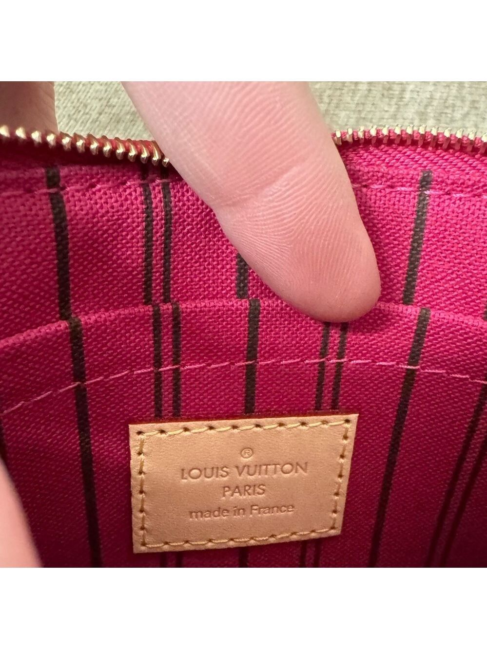 LOUIS VUITTON - NEW Neverfull Pink Pivone Pochette Monogram - for PM or … - Picture 5 of 10